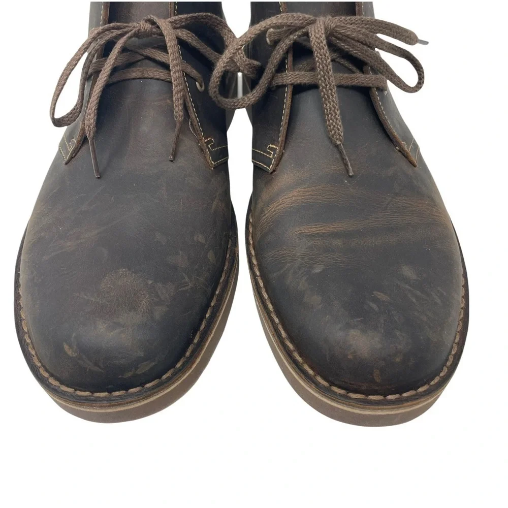 Clarks Bushacre 2 Brown Leather‎ Beeswax Ankle Chukka Casual Boots Size 12